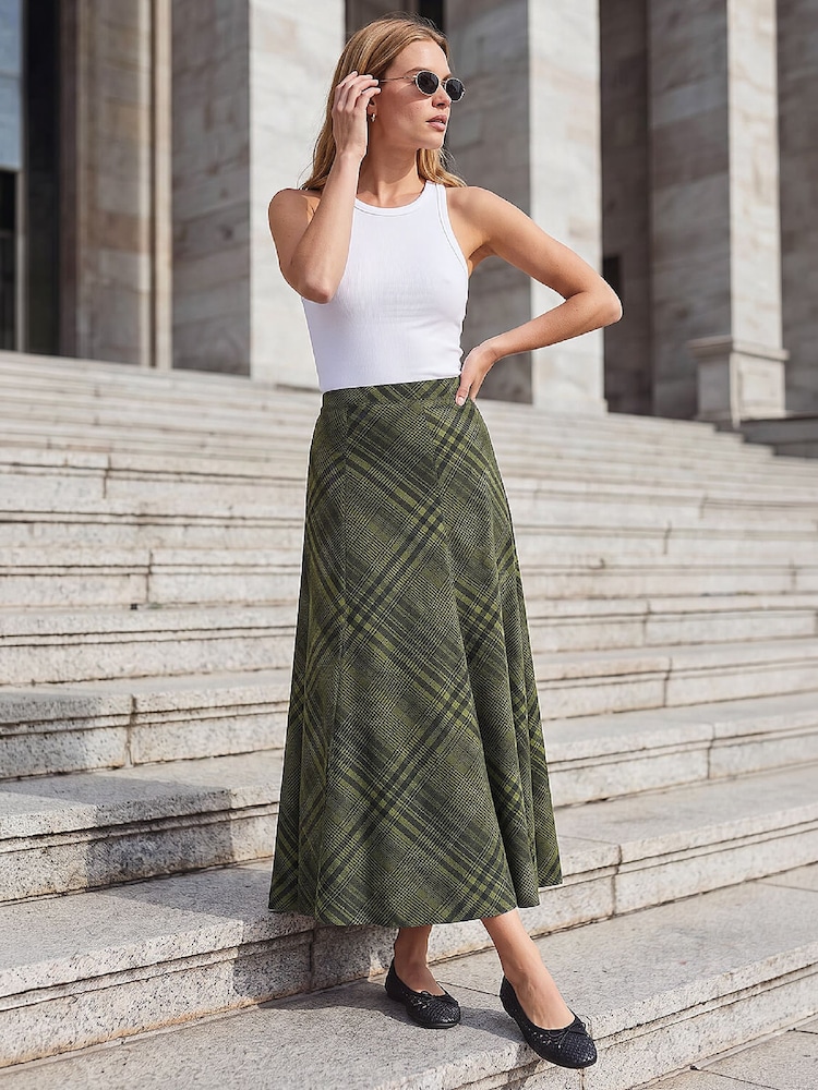 Roman Green Print Midi Skirt - Image 2 of 4 Roman Green Print Midi Skirt - Image 2 of 4