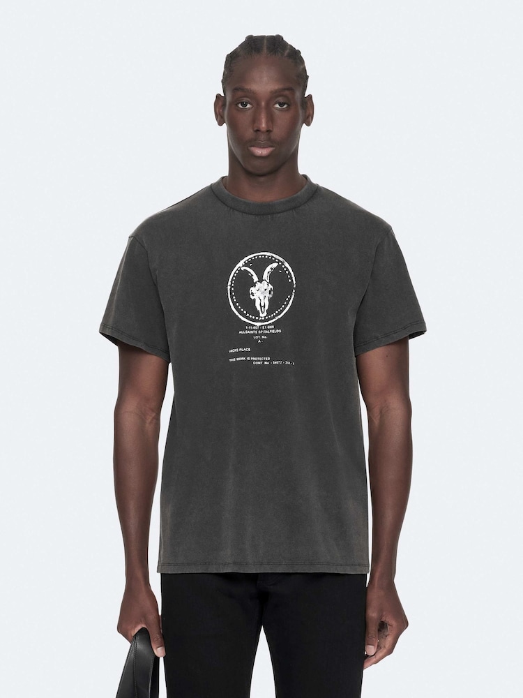 AllSaints Black Tier Short Sleeve Crew Neck T-Shirt - Image 1 of 8