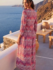 Roman Red Zig Zag Print Midi Dress - Image 2 of 4