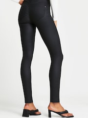 River Island Black Mid Rise Super Stretch Coated Skinny Jeans - Image 2 of 6