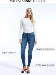 River Island Black Mid Rise Super Stretch Coated Skinny Jeans - Image 6 of 6