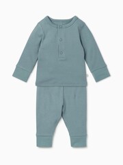Mori Sky Blue Organic Cotton & Bamboo Ribbed Pyjamas - Image 2 of 2