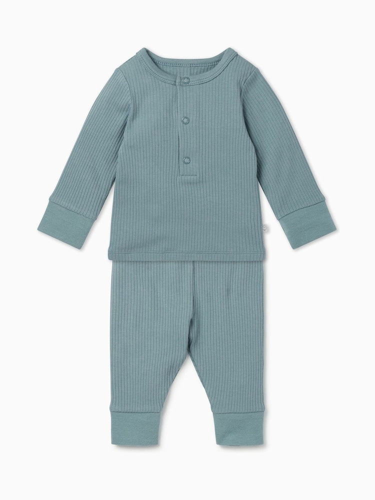 Mori Sky Blue Organic Cotton & Bamboo Ribbed Pyjamas - Image 2 of 2
