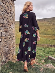 Roman Black Embroidered Floral Tiered Dress - Image 3 of 4
