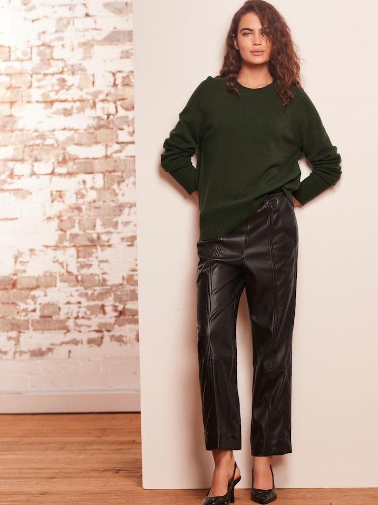 Khaki Green Premium 100% Lambswool Crew Neck Jumper - Image 2 of 8 Khaki Green Premium 100% Lambswool Crew Neck Jumper - Image 2 of 8