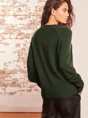 Khaki Green Premium 100% Lambswool Crew Neck Jumper - Image 4 of 8