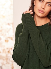Khaki Green Premium 100% Lambswool Crew Neck Jumper - Image 6 of 8