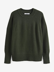 Khaki Green Premium 100% Lambswool Crew Neck Jumper - Image 7 of 8