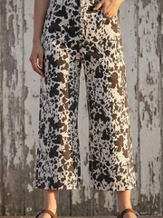 Roman Cow Print Wide Leg Denim Trousers - Imagen 2 de 4