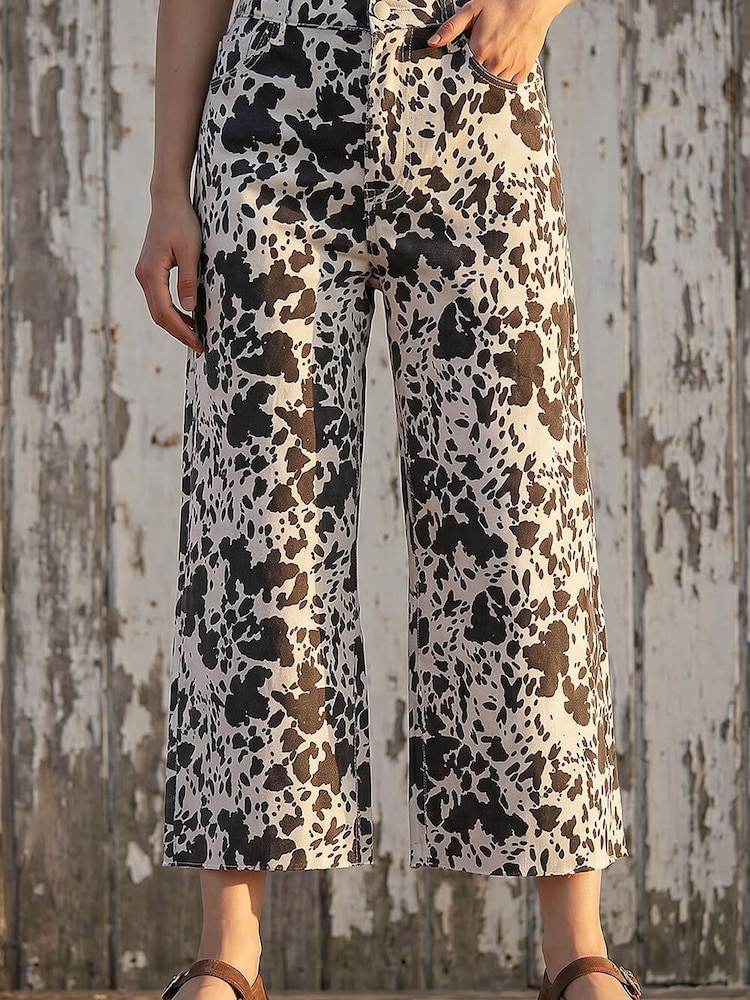 Roman Cow Print Wide Leg Denim Trousers - Imagen 2 de 4 Roman Cow Print Wide Leg Denim Trousers - Imagen 2 de 4