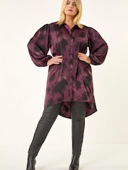 Roman Purple Curve Swirl Print Buttoned Blouse - Image 2 of 5