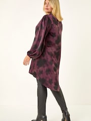 Roman Purple Curve Swirl Print Buttoned Blouse - Image 3 of 5