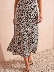 Roman Brown Animal Print Jersey Midi Skirt - Image 2 of 4