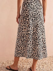Roman Brown Animal Print Jersey Midi Skirt - Image 3 of 4