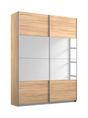 Rauch Oak Cameron Wood and Centre Mirror Semi 1.3m Sliding Fitted Wardrobe - Image 2 of 2