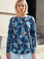 Roman Blue Geo Print Snit Top - Image 1 of 4