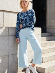 Roman Blue Geo Print Snit Top - Image 2 of 4