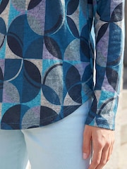 Roman Blue Geo Print Snit Top - Image 4 of 4