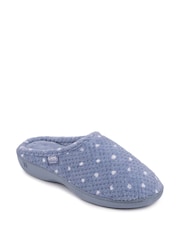 Totes Blue Isotoner Popcorn Terry Mules Slippers - Image 2 of 5