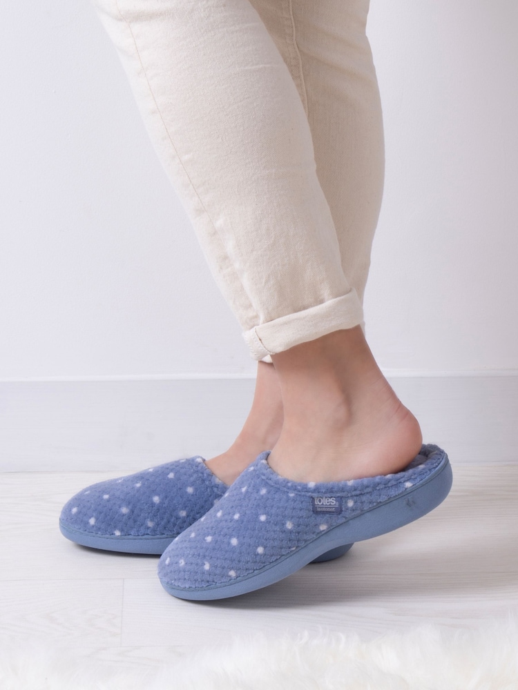 Totes Blue Isotoner Popcorn Terry Mules Slippers - Image 5 of 5