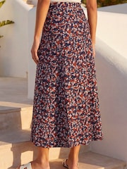 Roman Blue Ditsy Floral Stretch Midi Skirt - Image 3 of 4