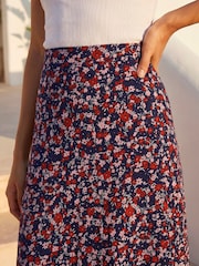 Roman Blue Ditsy Floral Stretch Midi Skirt - Image 4 of 4