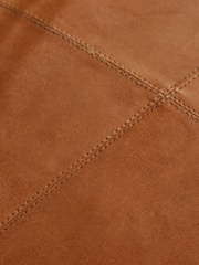 Pacific Tan Brown Leather Square Pouffe - Image 5 of 5