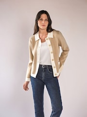 Pure Collection Natural Cotton Wool Milano Tipped Jacket - Image 1 of 3