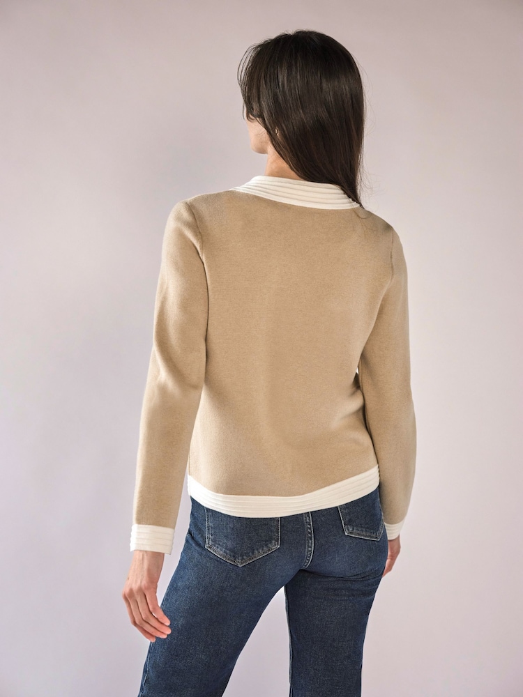 Pure Collection Natural Cotton Wool Milano Tipped Jacket - Image 2 of 3 Pure Collection Natural Cotton Wool Milano Tipped Jacket - Image 2 of 3