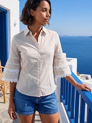 Roman Natural Stripe Frill Shirt - Image 1 of 4