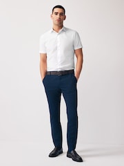 White Slim Fit Easy Care Short Sleeve Smart Shirts 2 Pack - Image 3 of 8
