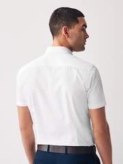 White Slim Fit Easy Care Short Sleeve Smart Shirts 2 Pack - Image 4 of 8