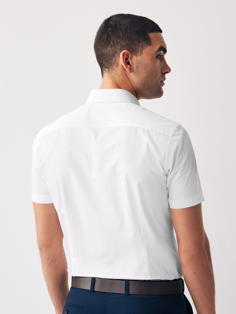Wit - Slim Fit - Verpakking van 2 eenvoudig te strijken, nette overhemden met korte mouwen - Image 4 of 8
