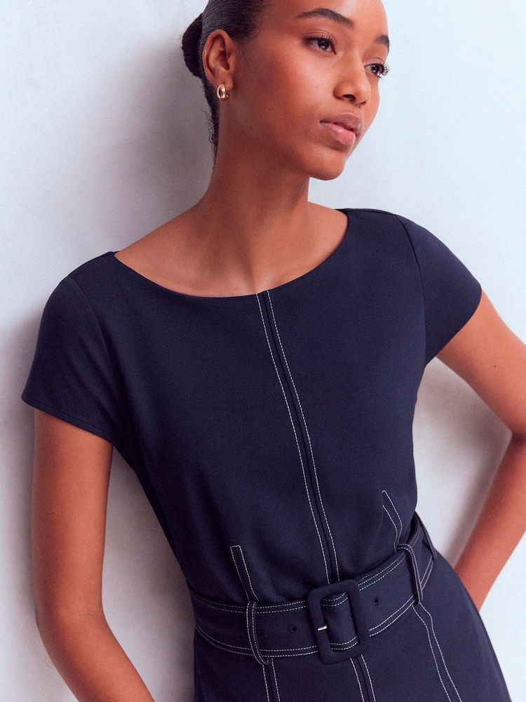 Boden Blue Annet Belted Ponte Midi Dress - Image 2 of 5 Boden Blue Annet Belted Ponte Midi Dress - Image 2 of 5