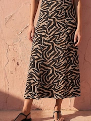 Roman Natural Abstract Animal Print A-Line Skirt - Image 1 of 4