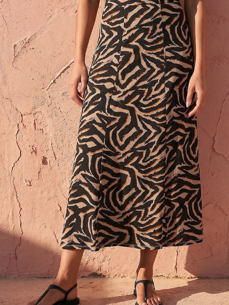Roman Natural Abstract Animal Print A-Line Skirt - Image 1 of 4