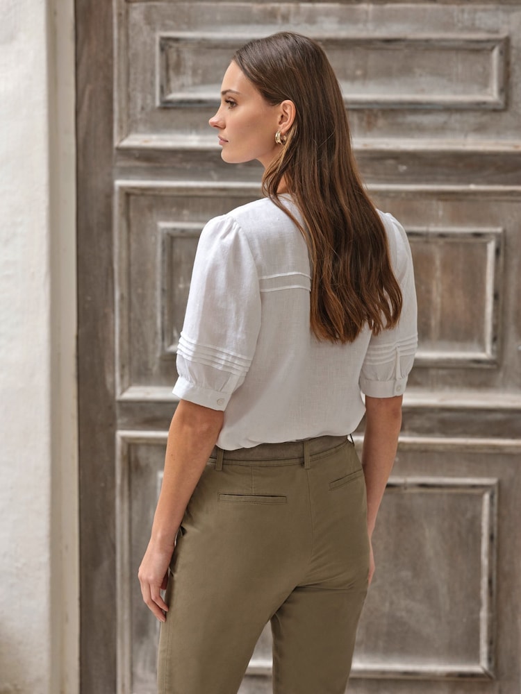 Pure Collection White Linen Pintuck Shirt - Image 2 of 3 Pure Collection White Linen Pintuck Shirt - Image 2 of 3