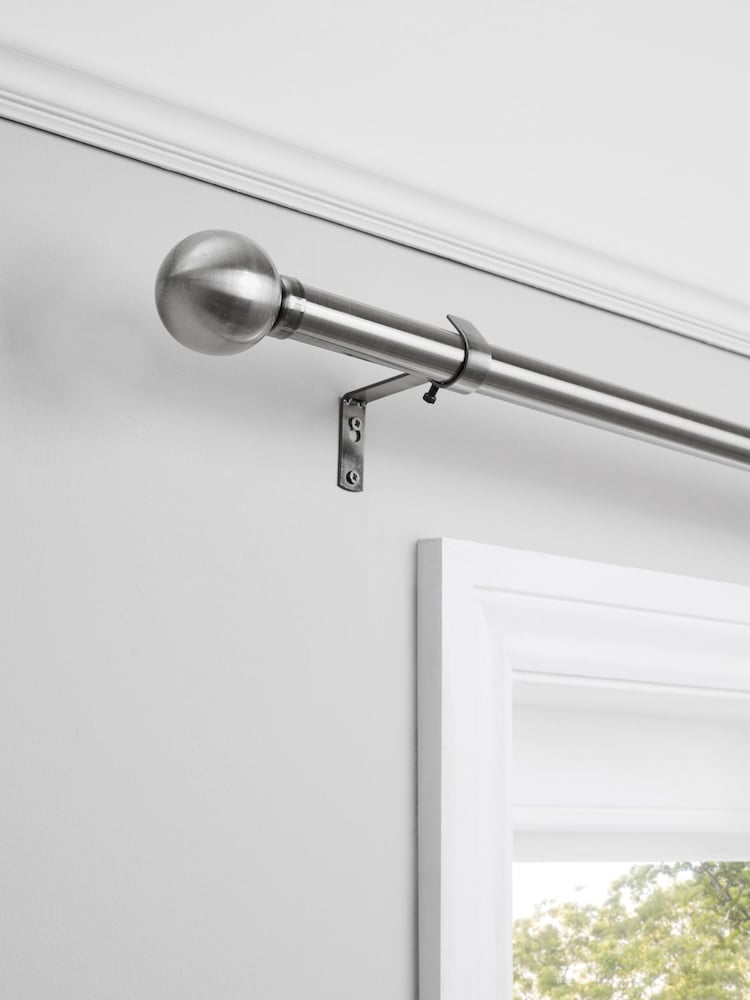 Pewter Grey Ball Finial Extendable Curtain 35mm Pole Kit - Image 1 of 8