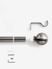 Pewter Grey Ball Finial Extendable Curtain 35mm Pole Kit - Image 7 of 8