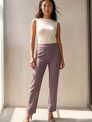 Roman Taupe Brown Petite Straight Leg Ponte Stretch Trousers - Image 1 of 4
