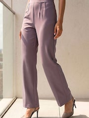 Roman Taupe Brown Petite Straight Leg Ponte Stretch Trousers - Image 2 of 4