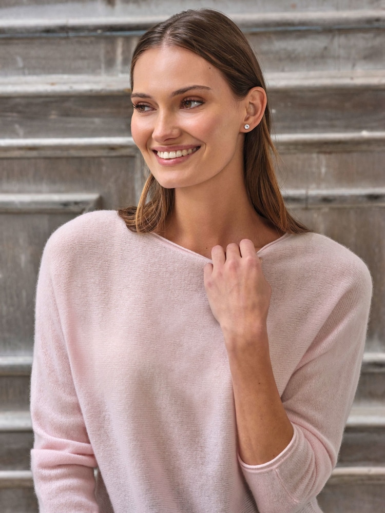 Pure Collection Pink Gassato Cashmere 3/4 Sleeve Jumper - Image 3 of 3 Pure Collection Pink Gassato Cashmere 3/4 Sleeve Jumper - Image 3 of 3