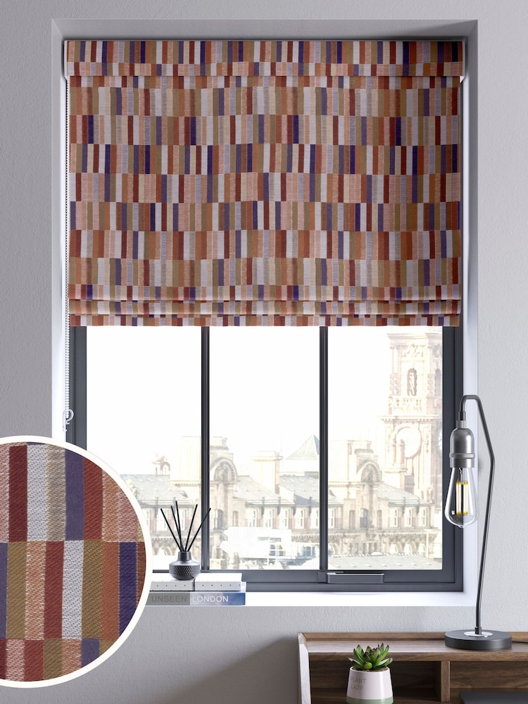 Rust Brown Blocks Made to Measure Roman Blind - Image 1 of 6