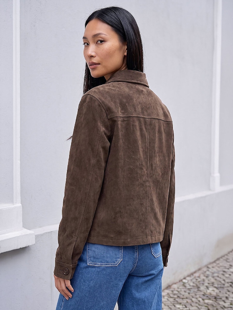 Roman Brown Suedette Button Jacket - Image 2 of 4 Roman Brown Suedette Button Jacket - Image 2 of 4