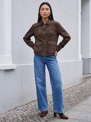 Roman Brown Suedette Button Jacket - Image 3 of 4