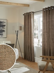 Brown Textured Fleck Eyelet Lined Curtains - Image 1 of 6