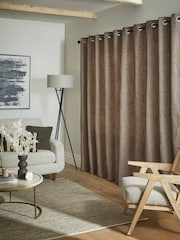 Brown Textured Fleck Eyelet Lined Curtains - Image 2 of 6