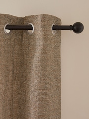 Brown Textured Fleck Eyelet Lined Curtains - Image 5 of 6