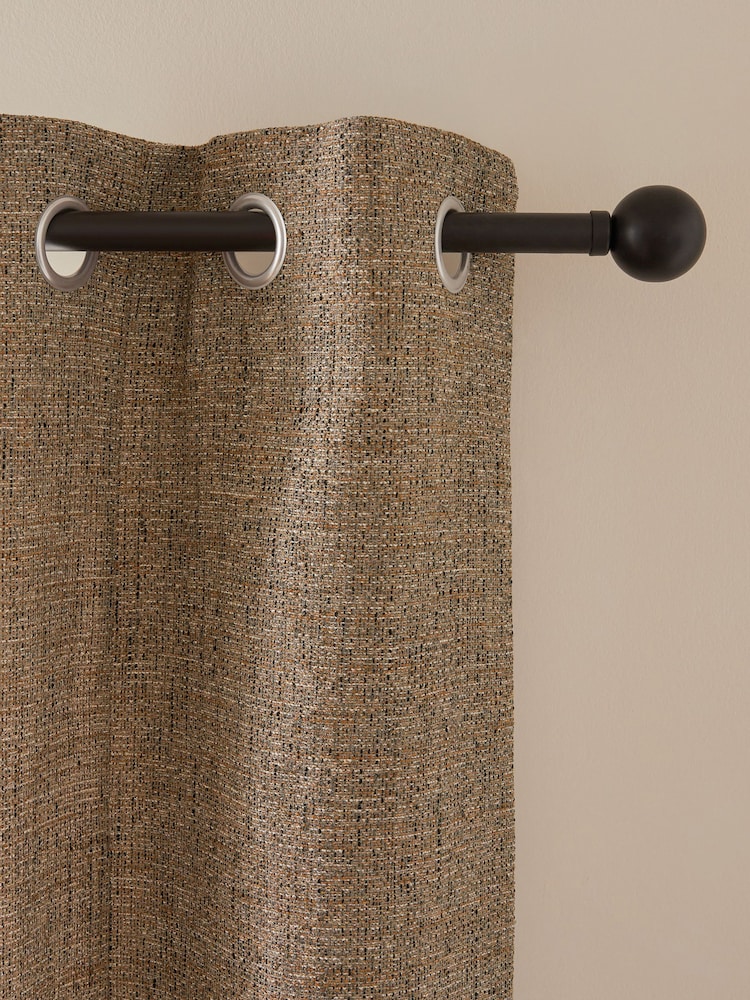 Brown Textured Fleck Eyelet Lined Curtains - Image 5 of 6