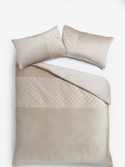 Champagne Hamilton Velvet Duvet Cover And Pillowcase Set - Image 1 of 2